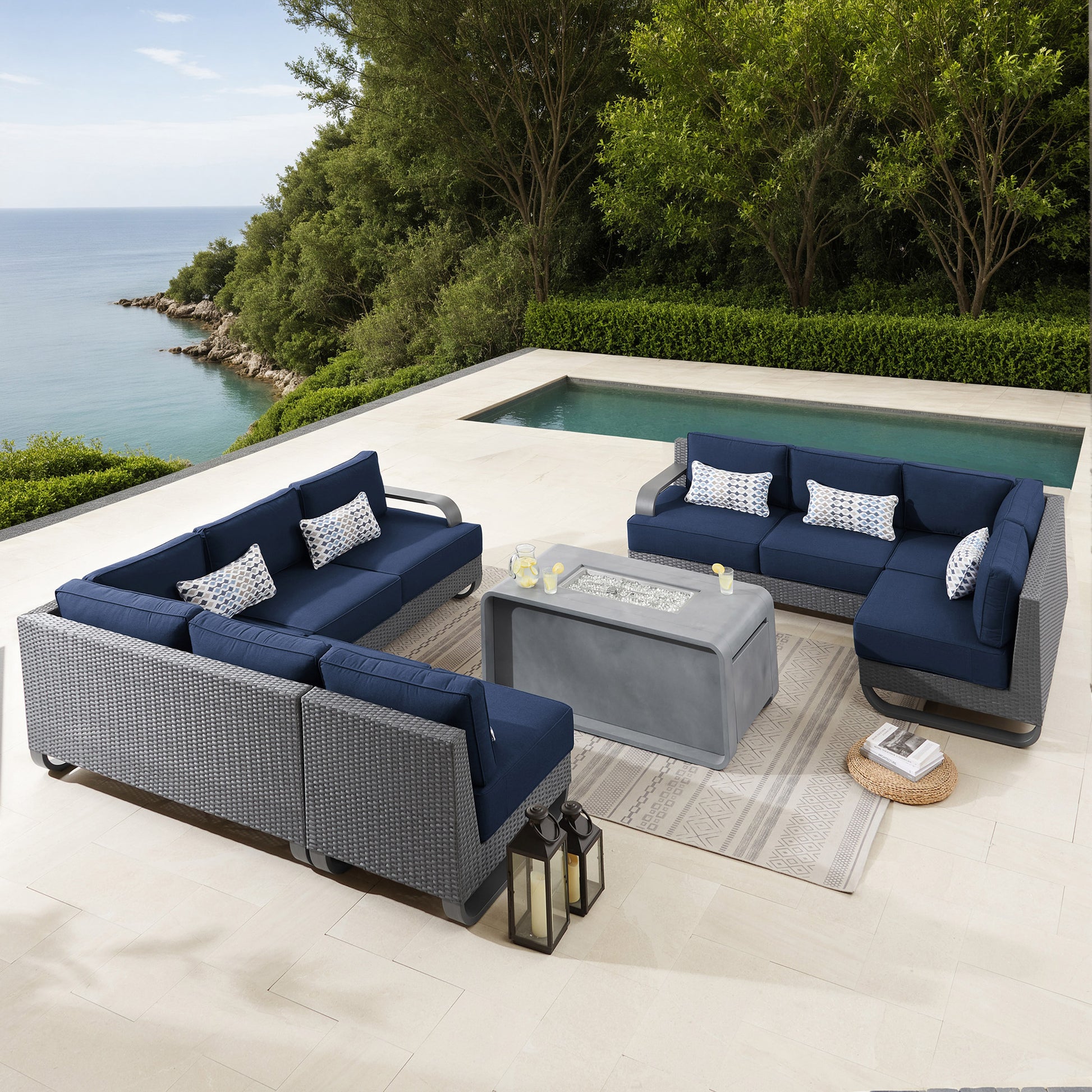 Sirio Pallazzo 6-piece Modular Fire Outdoor Patio Seating Set