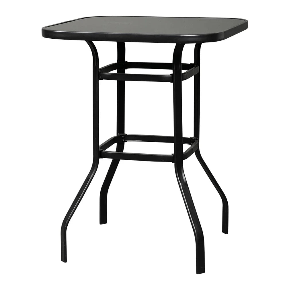 Cfowner 31? x 40? Square Multifunction Wrought Iron & Glass Patio Bar Table, Black
