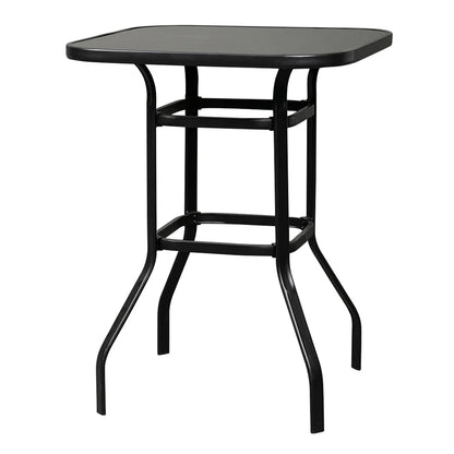 Cfowner 31? x 40? Square Multifunction Wrought Iron & Glass Patio Bar Table, Black