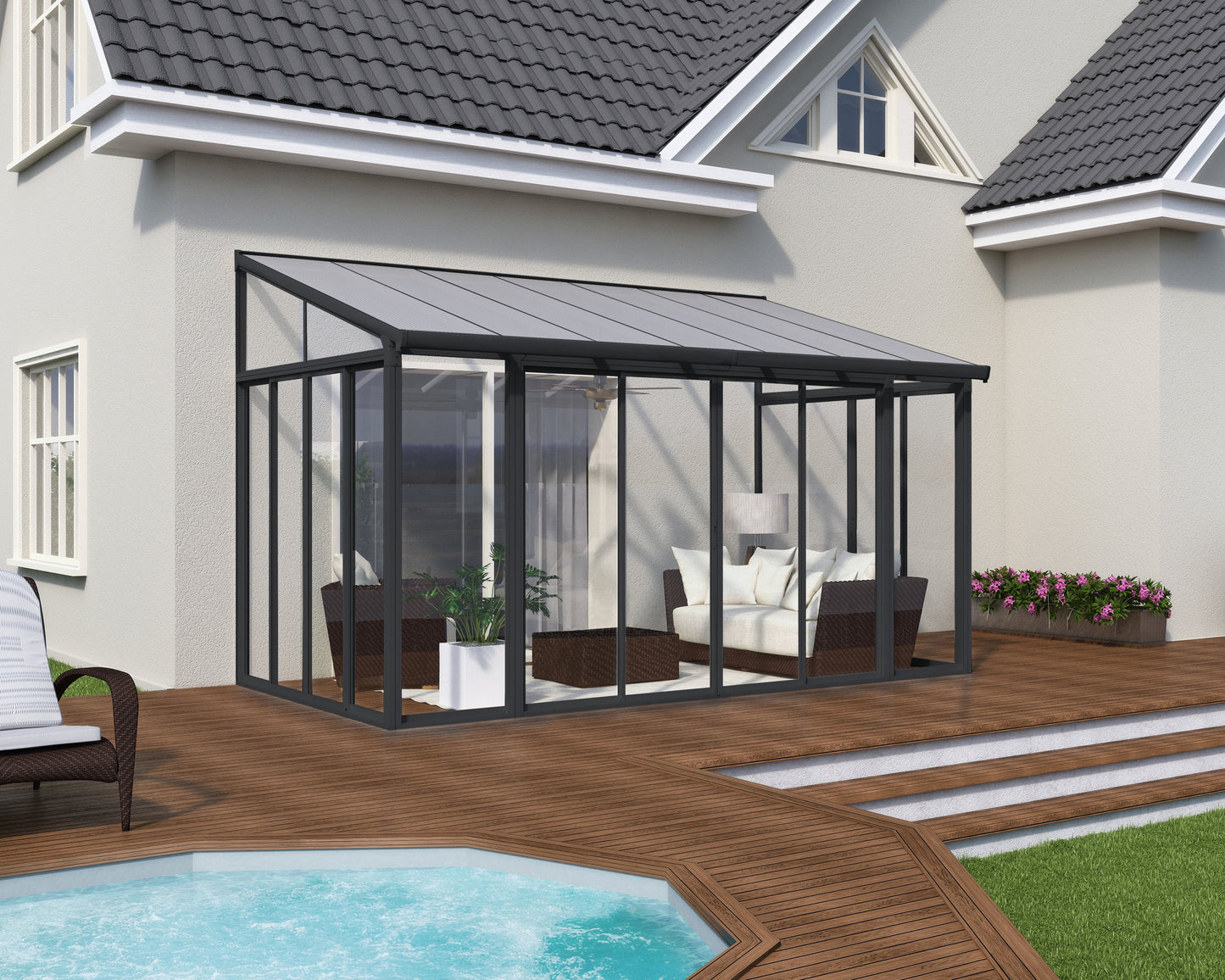 Palram - Canopia SanRemo 10' x 14' Patio Enclosure - Gray/Clear