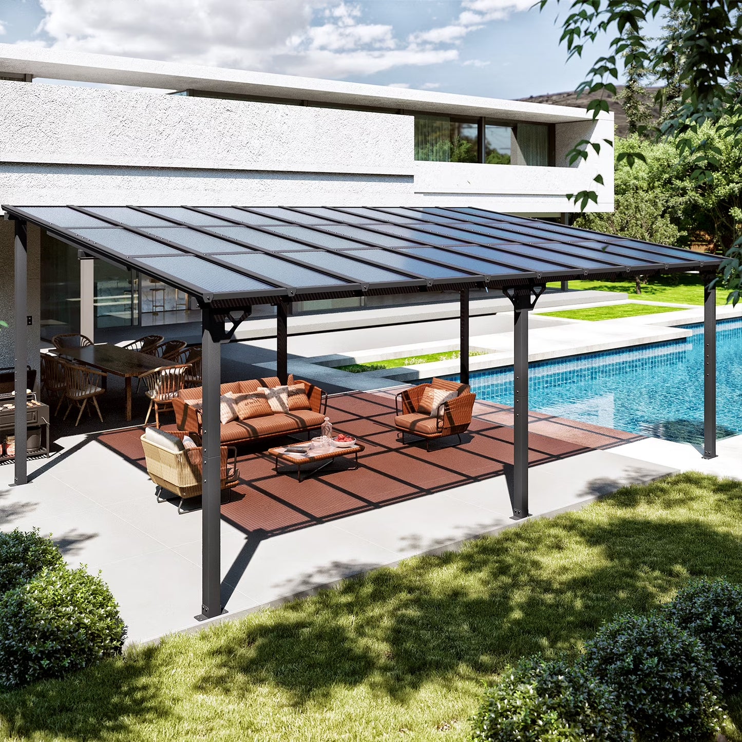 Sumnthink 10'x12' Gazebo for Patio, Gazebo Pergola with Sloped Roof, Large Wall-Mounted Heavy Duty Awnings, for Patio, Deck and Backyard