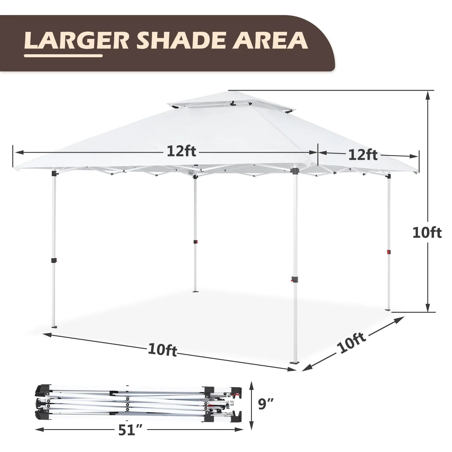 AVAWING 12x12 ft Pop-Up Canopy Tent for Weddings, Parties, Backyards and Cars - Easy Setup & UV Protection for Patio & Outdoor Events (White)
