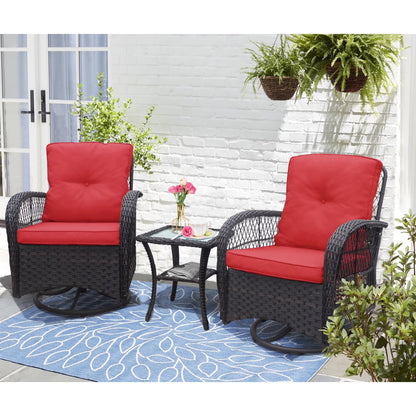 ATR ART to REAL Patio Swivel Wicker Chairs,Rattan Rocker Chairs with Side Table,Khaki