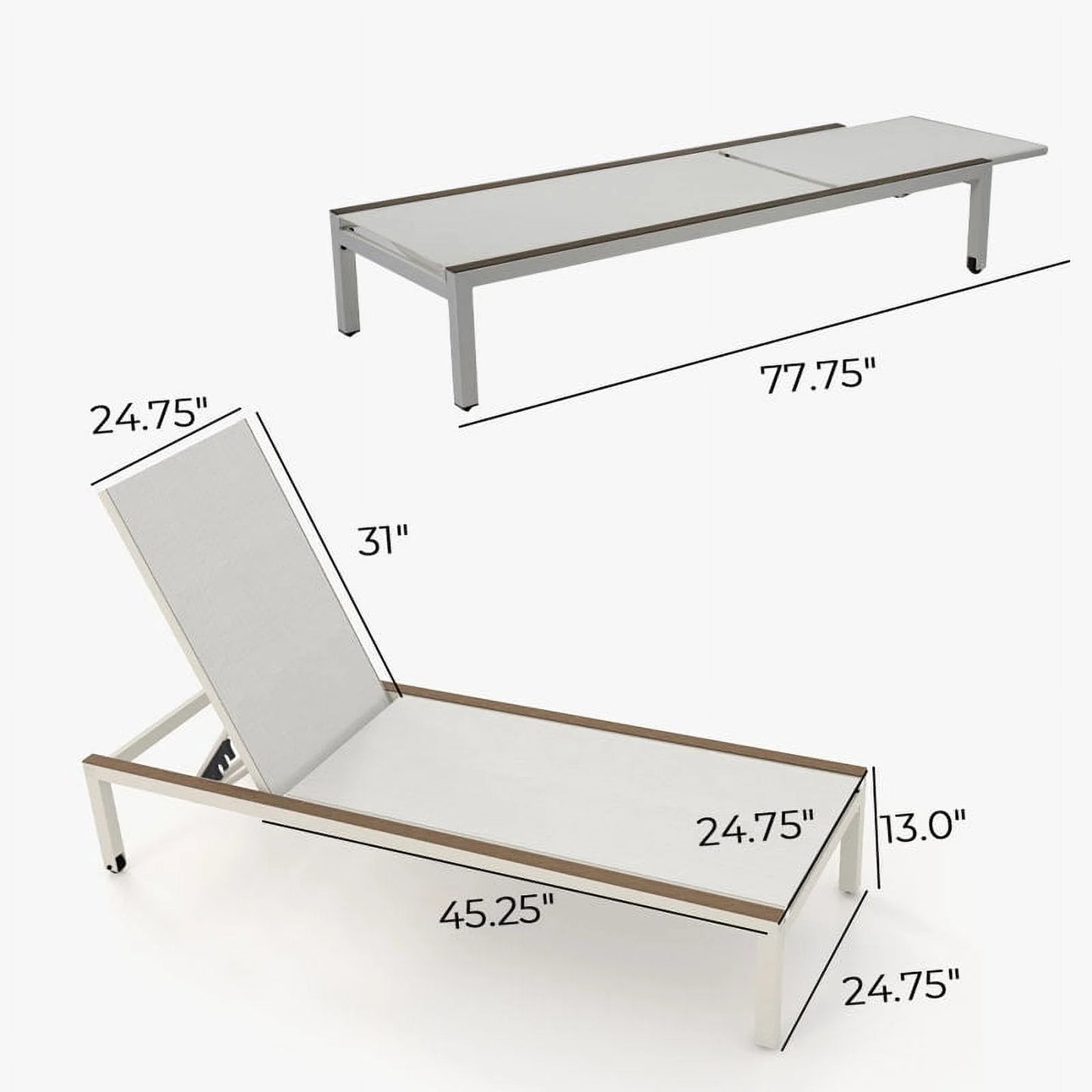 Grand Patio Steel 4 Adjustable Position and Portable Wheels Outdoor Chaise Lounge - Set of 2