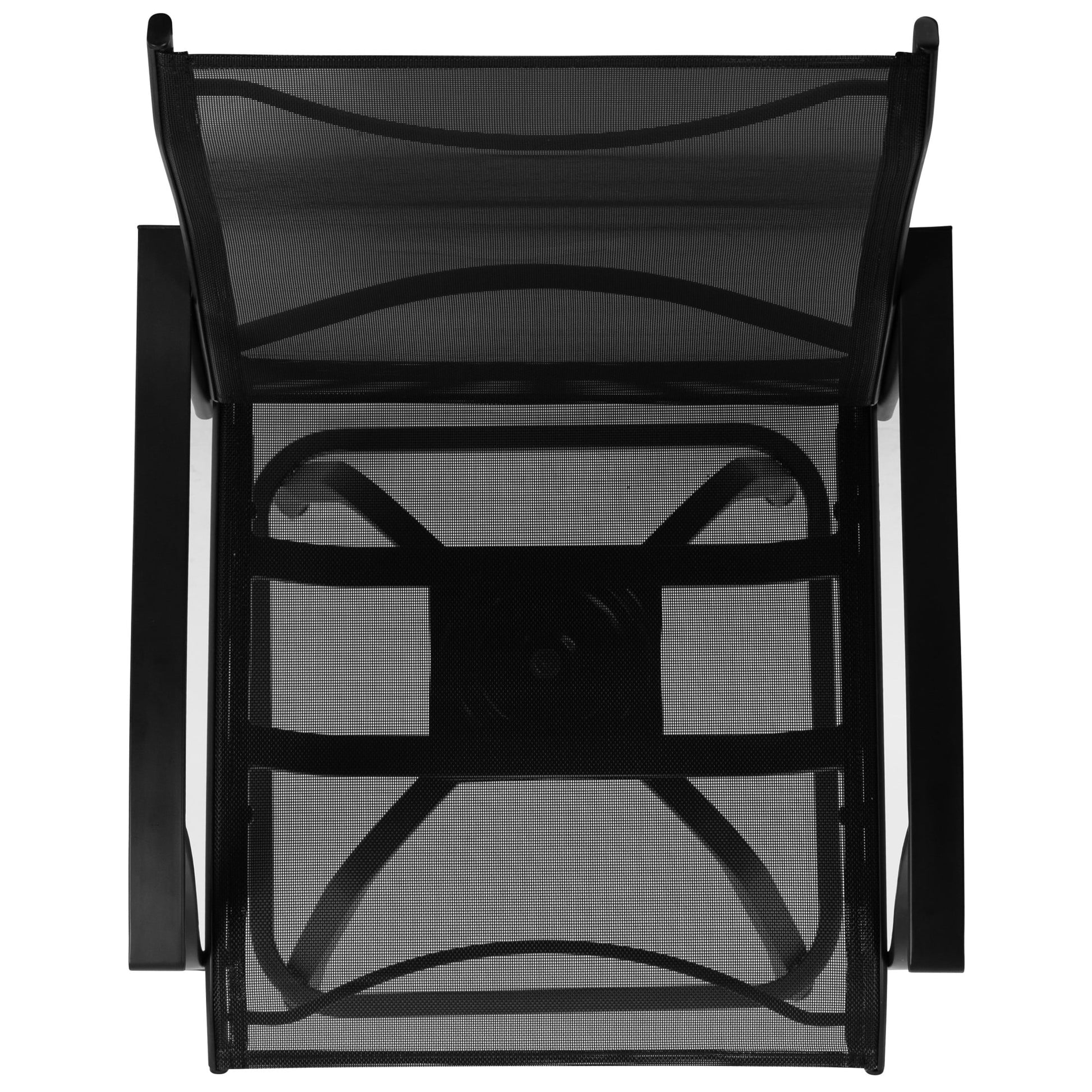 Flash Furniture Valerie Outdoor Sling Patio Barstools with Footrest and Arms, Set of 2, Black