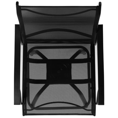 Flash Furniture Valerie Outdoor Sling Patio Barstools with Footrest and Arms, Set of 2, Black