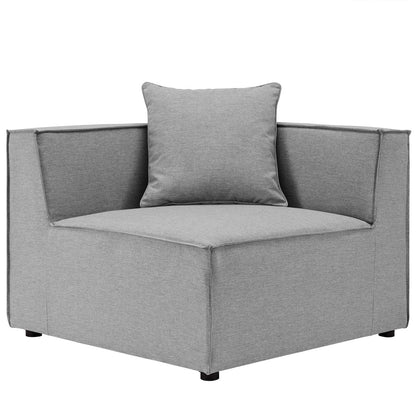 Modway Saybrook Outdoor Patio Upholstered Loveseat and Ottoman Set in Gray