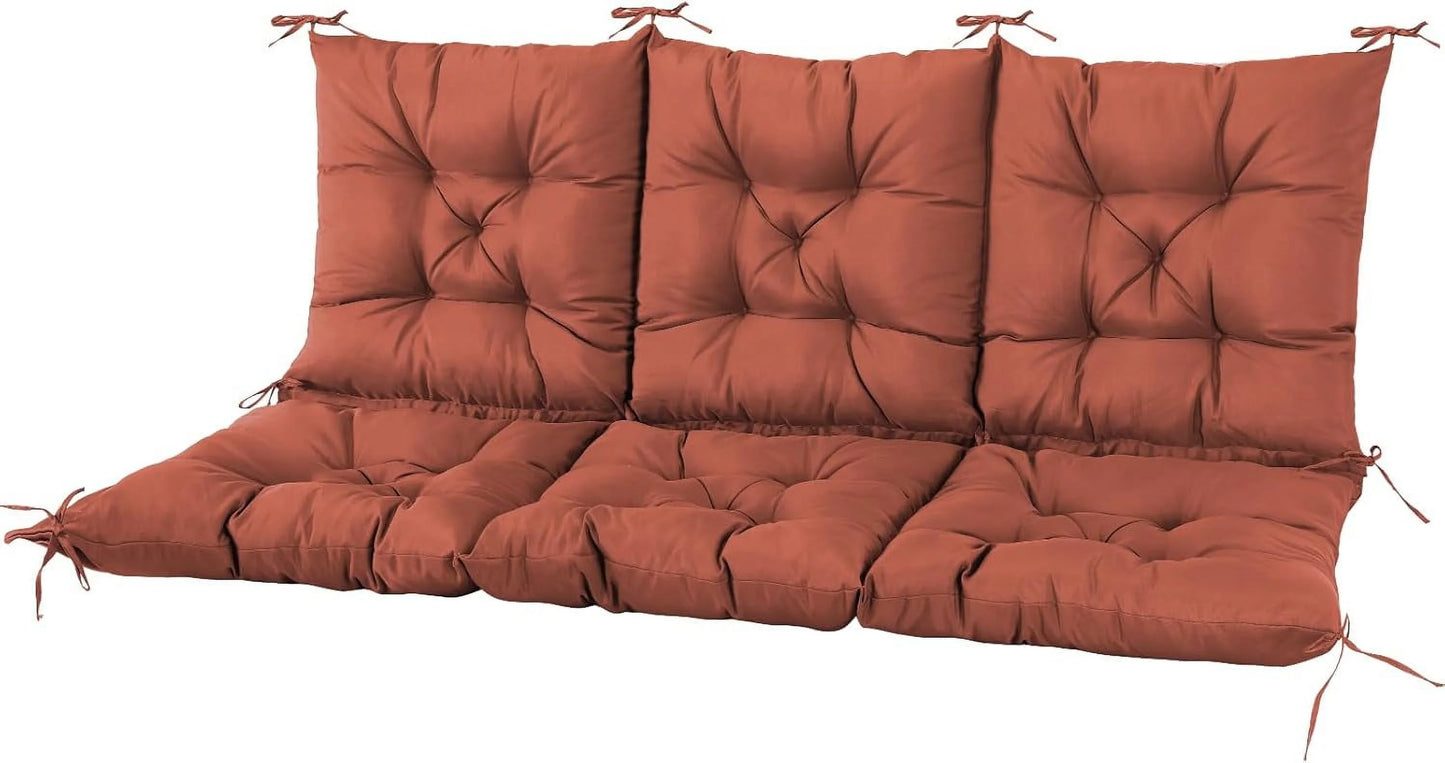 NACATIN 3 Seat Cushion for Outdoor Swing - 60x40 inches, 4" Thick Porch Swing Cushions with Ties and Storage Bag, Waterproof Bench Replacement Cushions for Patio, Outdoor, Backyard and Garden (Khaki)