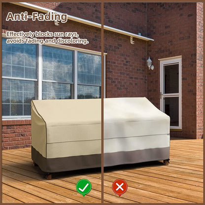 Waterproof Outdoor Couch Cover, 600D Heavy Duty 3-Seater Patio Sofa Cover, 80-Inch Patio Furniture Covers with Large Air Vent (80" x 38" x 35", Brown & Khaki)