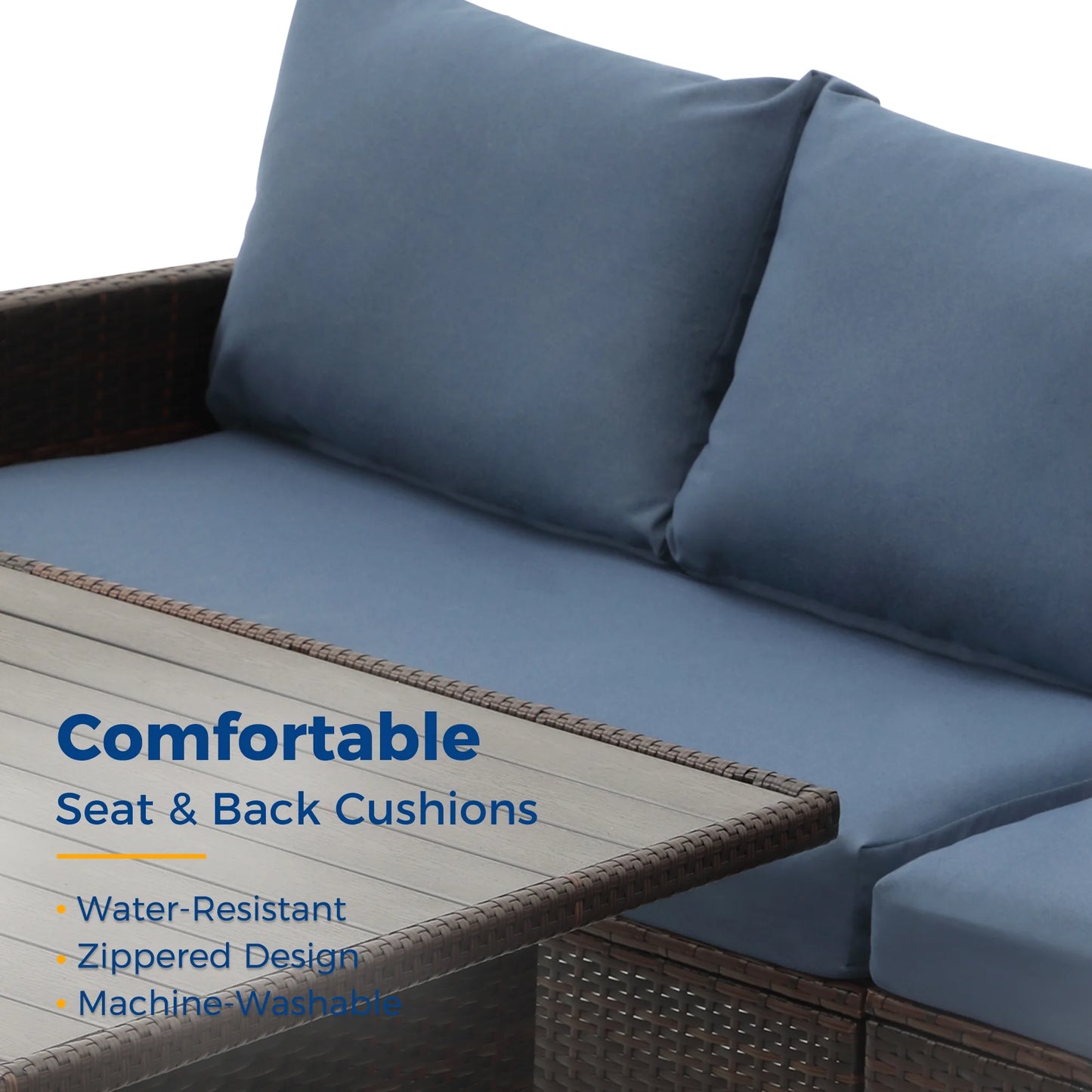 Superjoe 7 Pieces Outdoor Patio Furniture Set with Ottoman, Blue