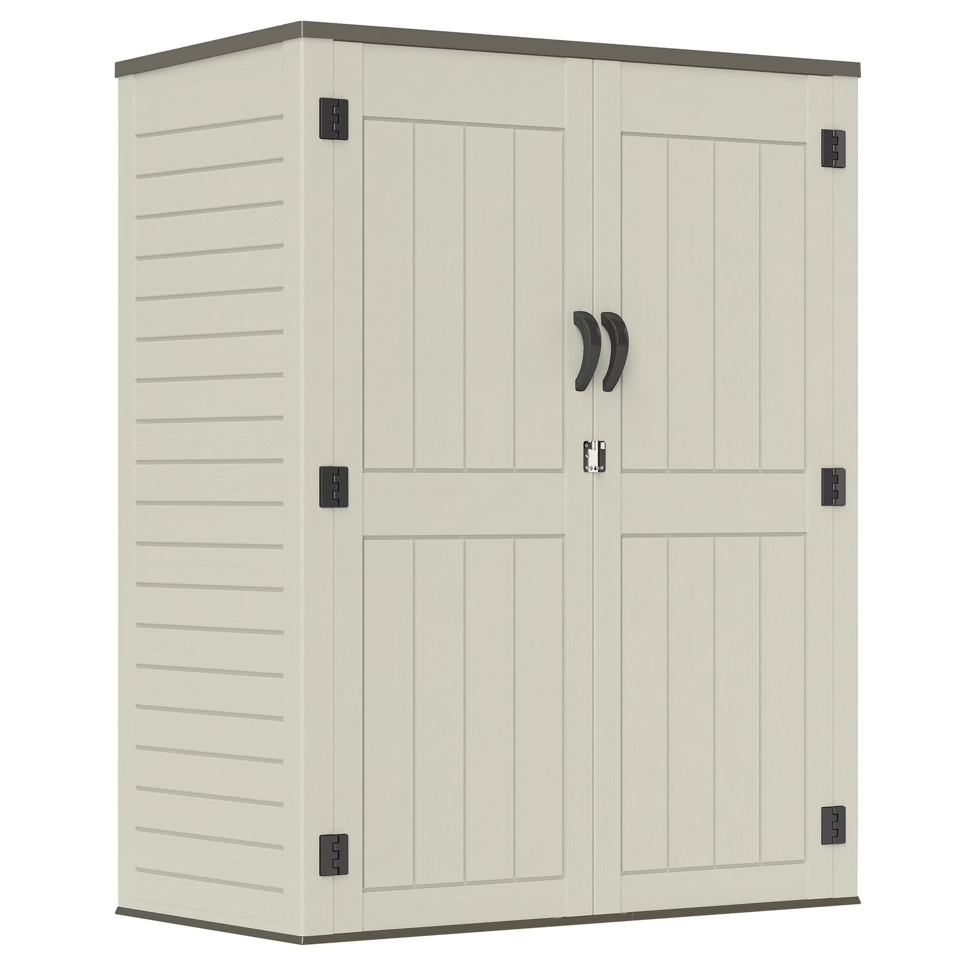 ZYJOYY 60 Cu.Ft Large Outdoor Shed with Floor, Lockable & Waterproof Patio Storage Cabinet for Garden Tools, Pool Supplies & Lawn Equipment, Grey