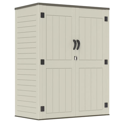 ZYJOYY 60 Cu.Ft Large Outdoor Shed with Floor, Lockable & Waterproof Patio Storage Cabinet for Garden Tools, Pool Supplies & Lawn Equipment, Grey