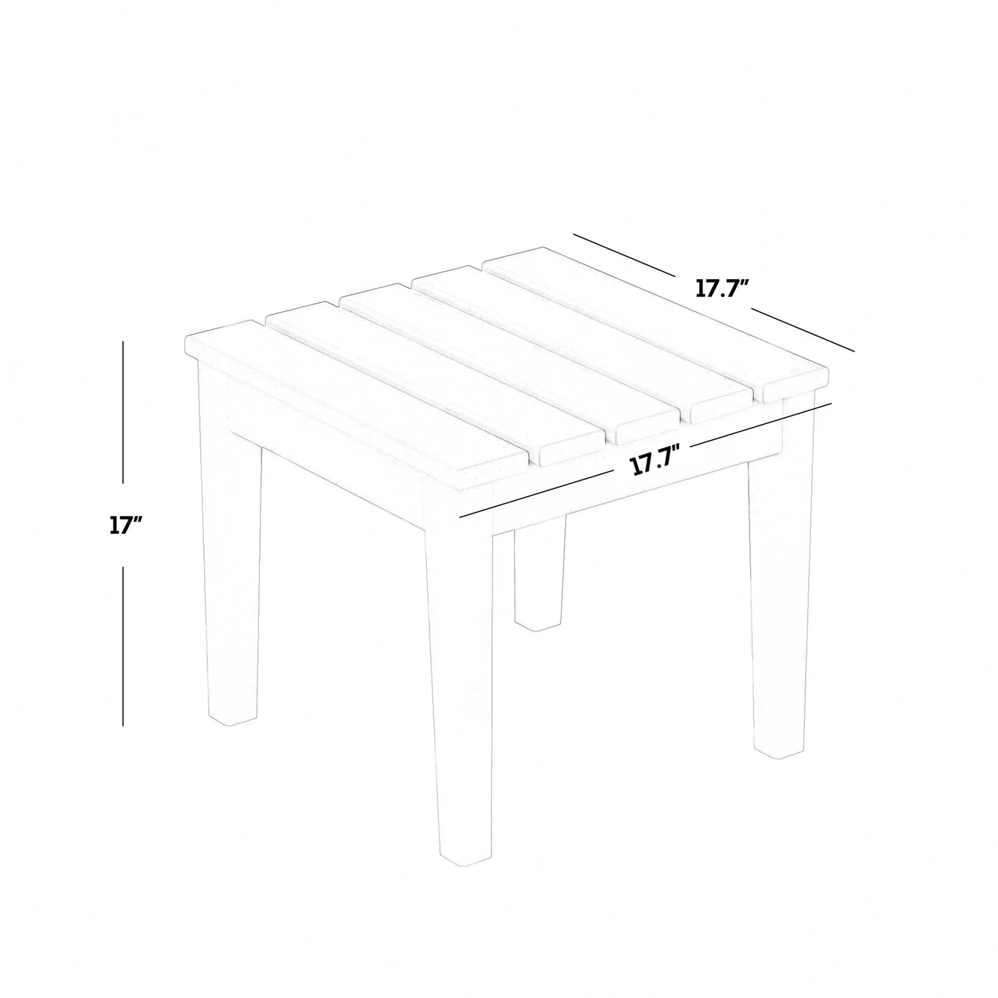 WestinTrends Ashore Oversized Outdoor Side Table, 18 Inch All Weather Poly Lumber Adirondack Patio Side Table Square End Table, Black