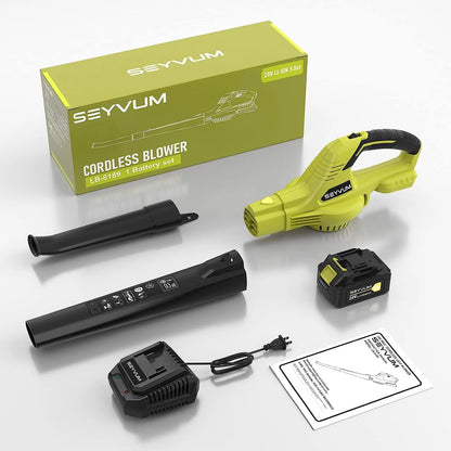Leaf Blower, SEYVUM 20V 5.0 Ah Battery Cordless Leaf Blower, 2 Speed Electric Leaf Cleaner for Lawn Care, 320CFM 150MPH Blower for Patio, Garden, Cars & Depot, Fast Charger Included