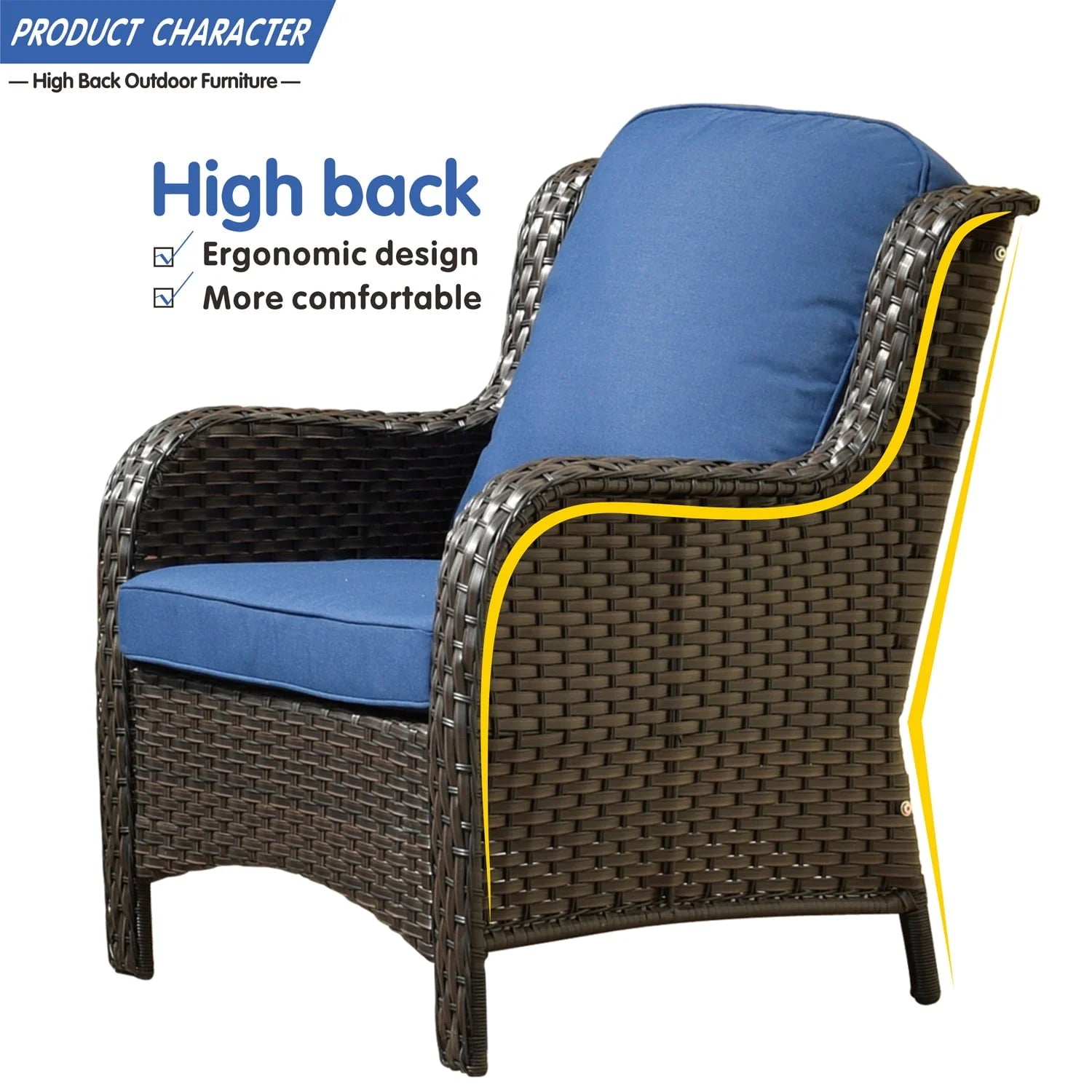 Ovios Outdoor Patio Single Chairs on sale 2 Pieces, Wicker Patio Single Chairs Set, PE Rattan Patio Chairs with Fabric Cushions for Backyard