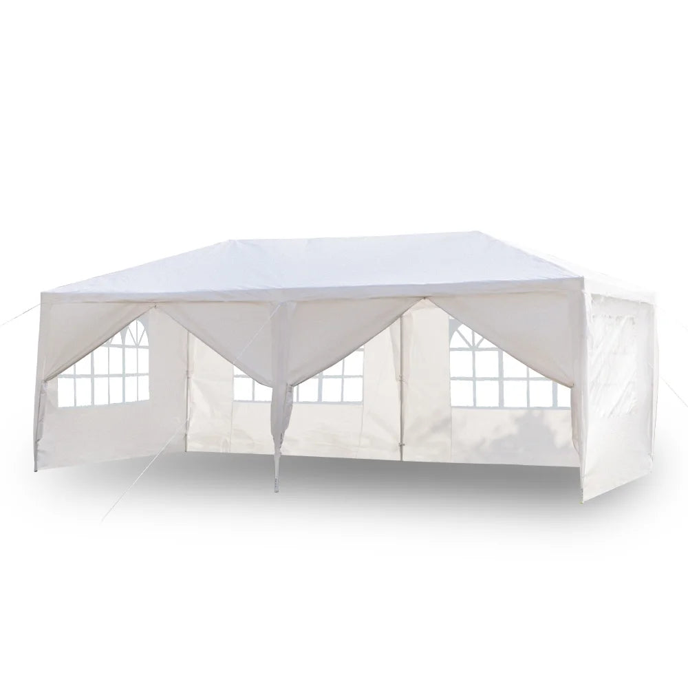 Party Tent 10x30 Outdoor Canopy Gazebo Waterproof Tent, Outdoor Gazebo BBQ Shelter Pavilion with 6 Removable Sidewalls, for Party Wedding Catering Gazebo Garden Beach Camping Patio