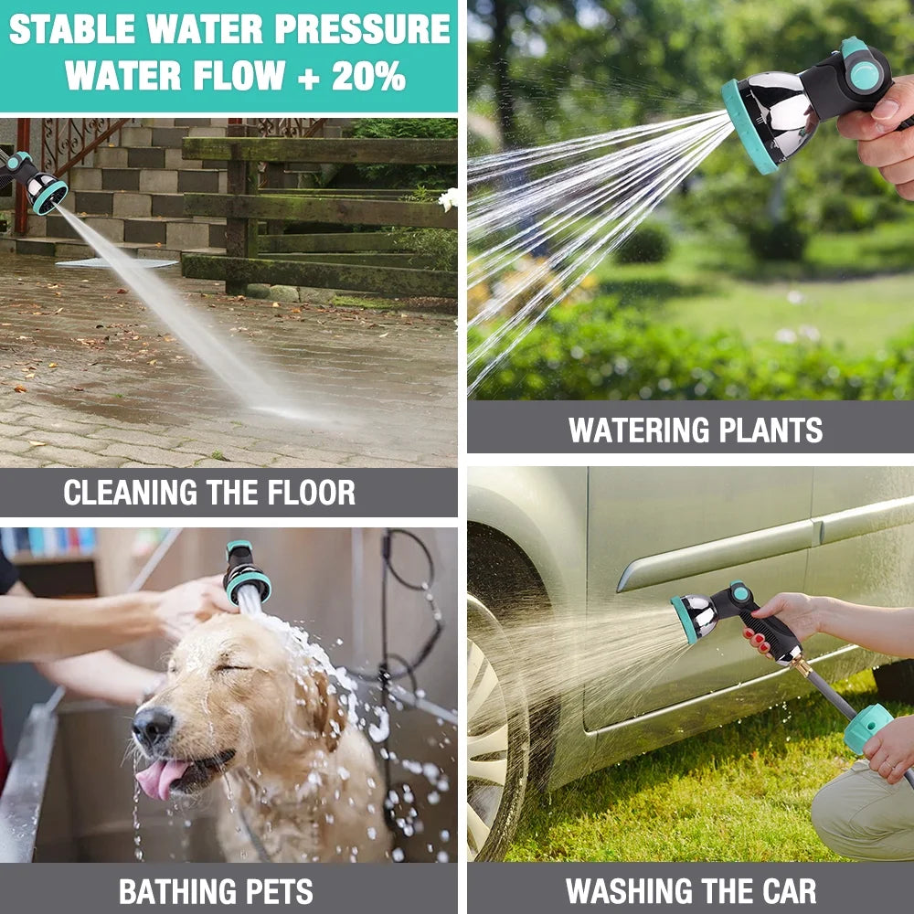 HAUSHOF 1/2" x 100 ft Retractable Garden Hose Reel with Automatic Rewind, 10-Pattern Spray Nozzle, Durable High-Pressure Hose, and 180° Swivel Bracket - Perfect for Watering Gardens, Cleaning Patios