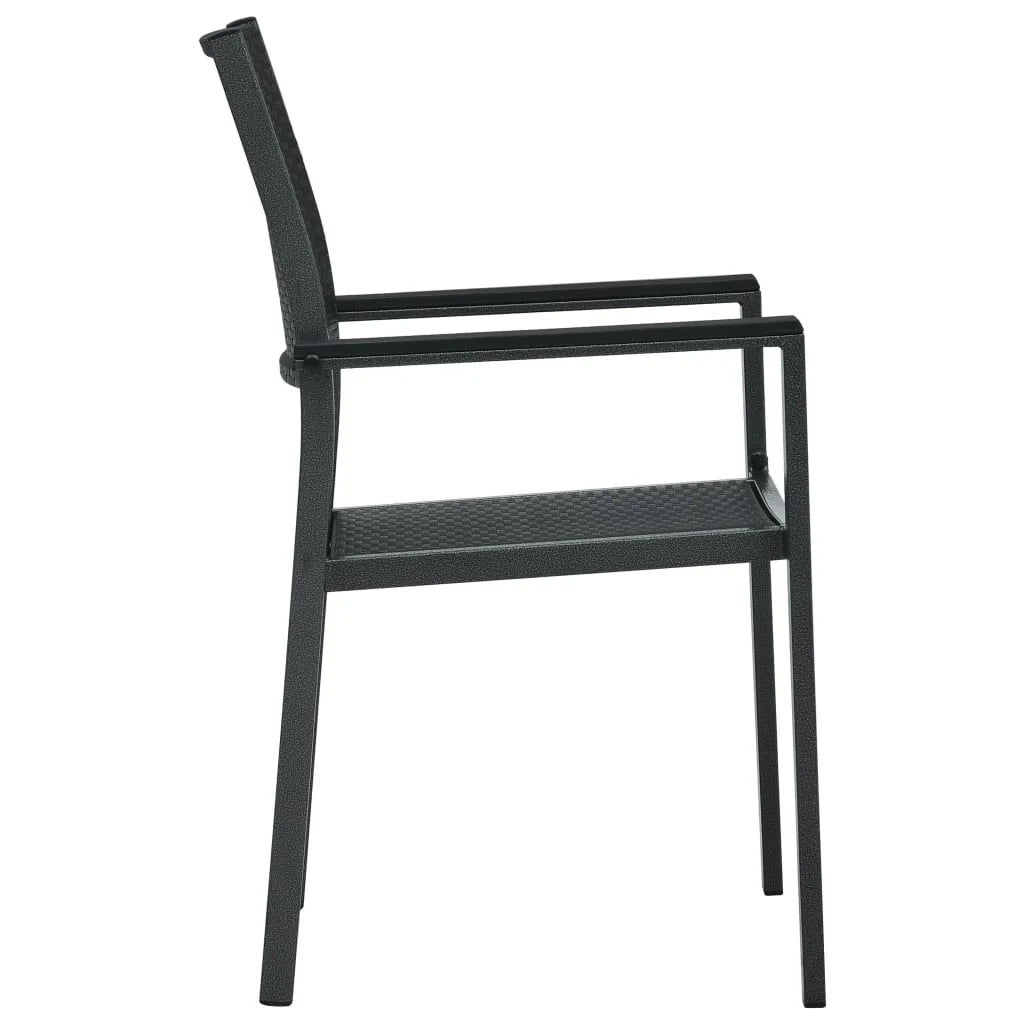 vidaXL Patio Chairs Dining Chair for Deck Porch Black Plastic Rattan Look