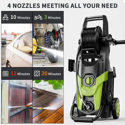 FOTING Electric Pressure Washer, 4500 PSI 3.2 GPM Power Washer with 4 Quick Connect Nozzles, High Pressure Cleaning Machine with Foam Cannon for Cars/Fences/Driveways/Patios/Home Cleaning