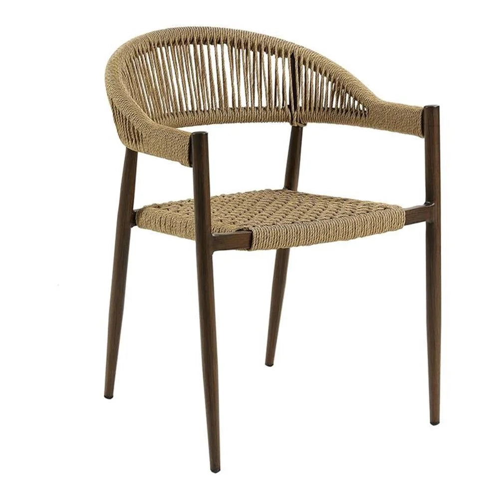 Furniture of America Clark Aluminum Patio Dining Chair in Natural (Set of 2)