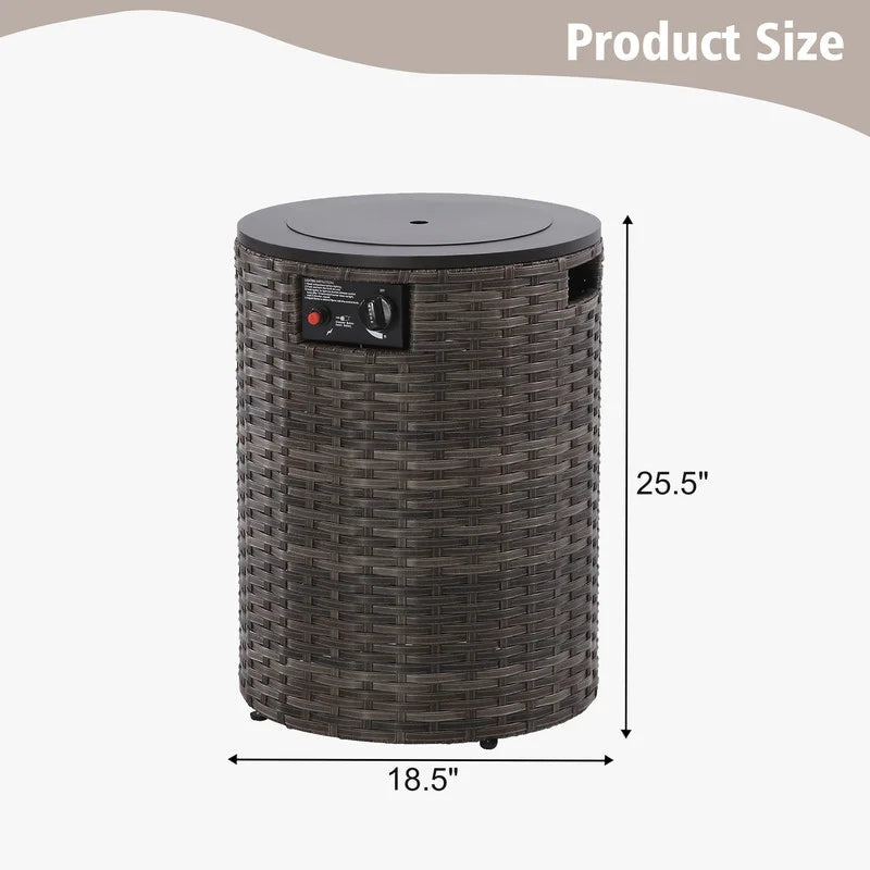 GAZEBETER 18" Propane Fire Pit Table,Outside 55000 BTU Outdoor Rattan & Wicker Gas Fire Pit Table for Patio,Garden,Party and Camping