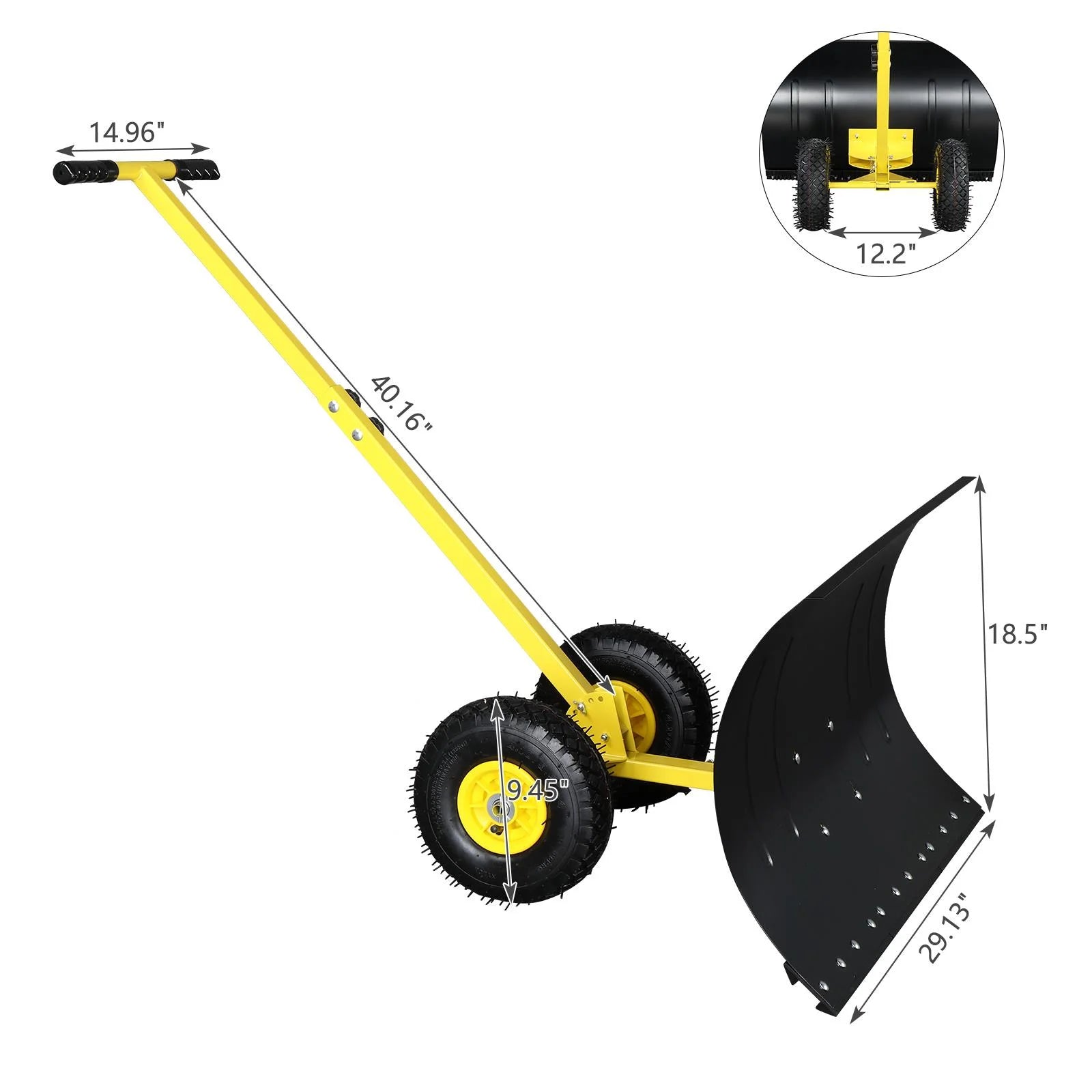 OverPatio Snow Shovels Heavy Duty Snow Pusher Large Blade Plow Snow Remove Tool with Adjustable Handle
