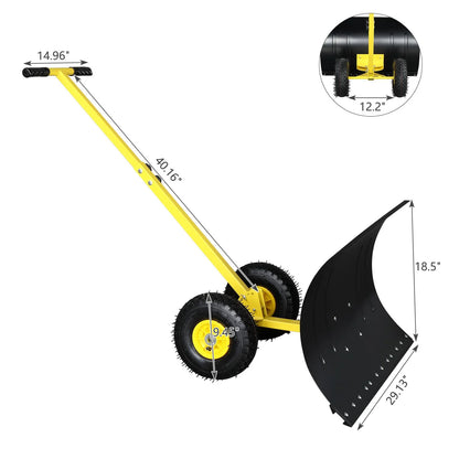 OverPatio Snow Shovels Heavy Duty Snow Pusher Large Blade Plow Snow Remove Tool with Adjustable Handle