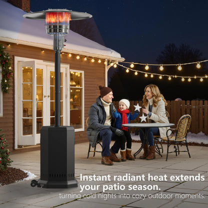 50,000 BTU Propane Patio Heater, Outdoor Heater with Table Design, 2025 Upgrade Stainless Steel Burner, and Wheels, Portable Heater for Home and Commercial, Gray