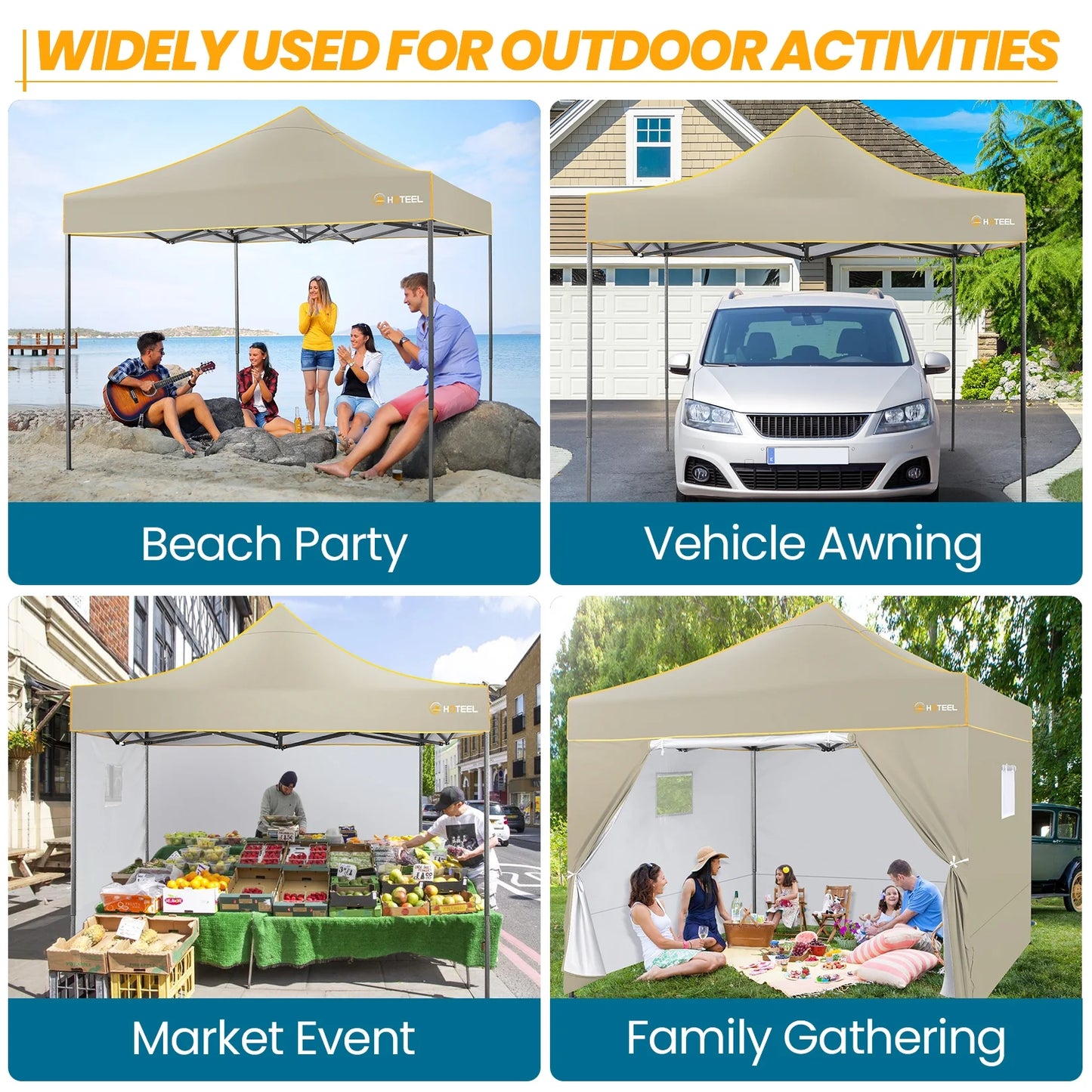 SANOPY 10'x10' Pop up Canopy Tent Anti-UV Waterproof Outdoor Gazebo Instant Party Wedding Backyard Canopy Tent Shade Shelter for Backyard, Patio, Parties,Khaki