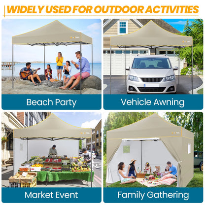 SANOPY 10'x10' Pop up Canopy Tent Anti-UV Waterproof Outdoor Gazebo Instant Party Wedding Backyard Canopy Tent Shade Shelter for Backyard, Patio, Parties,Khaki