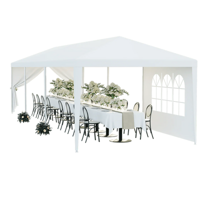 ZENSTYLE Patio Wedding Party Tent Set White Waterproof Canopy - 10 x 30' White