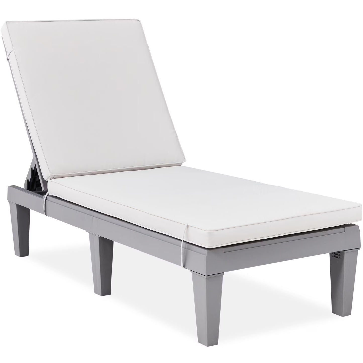 Best Choice Products Outdoor Lounge Chair, Resin Patio Chaise Lounger w/Seat Cushion, 5 Positions - Gray/Navy