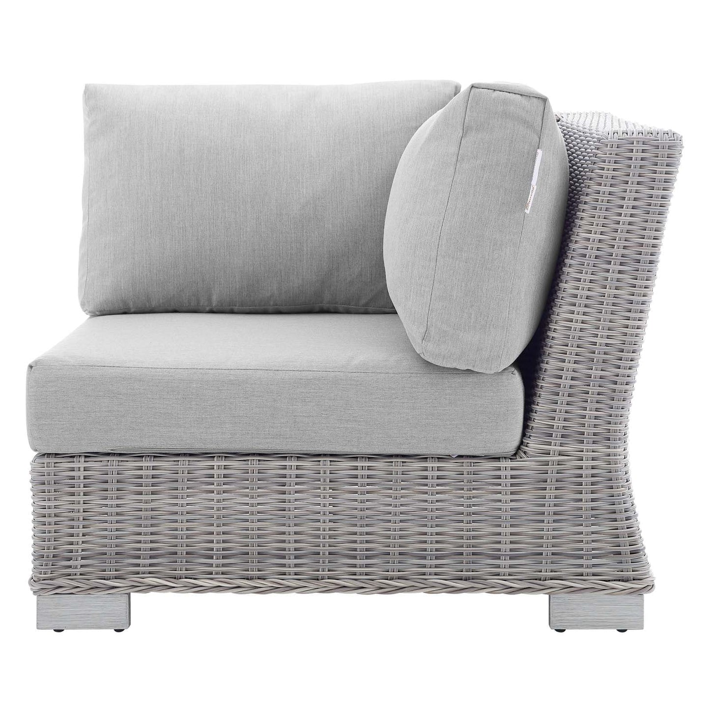 Modway Conway Sunbrella® Outdoor Patio Wicker Rattan Corner Chair in Light Gray Gray