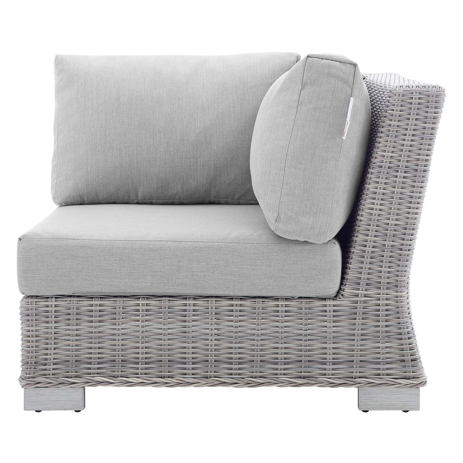 Modway Conway Sunbrella® Outdoor Patio Wicker Rattan Corner Chair in Light Gray Gray