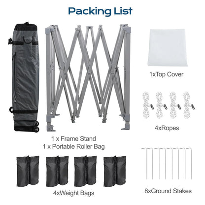 XiHuaZhaoChen Canopy Tent Easy Set-up Outdoor Patio Canopy Adjustable Straight Leg Heights Instant Shelter with Wheeled Bag,Gray,10' x 10'