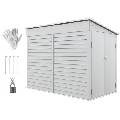 Outsunny 4.6' x 9' Metal Outdoor Storage Shed, Garden Utility Tool House with Double Lockable Doors for Backyard, Patio, Lawn, Garage, White