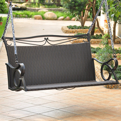 International Caravan Valencia Patio Loveseat Swing in Antique Brown