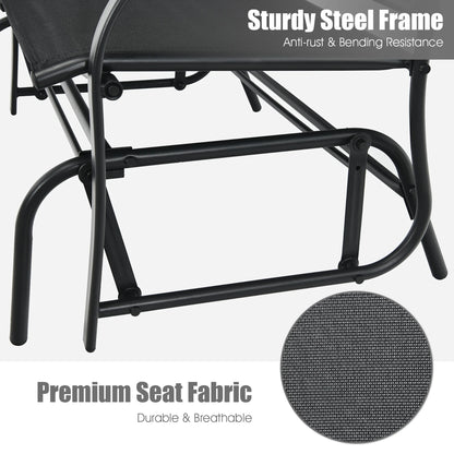 Costway Patio Glider Rocking Bench Double 2 Person Chair Loveseat Garden Black