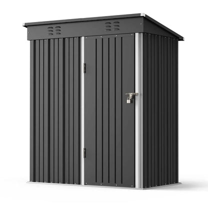Aiho 5'x 3' Metal Outdoor Storage Shed with Lockable Door for Garden Backyard Patio - Gray