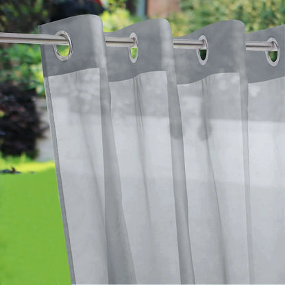 Rosnek Outdoor Sheer Curtains for Patio Waterproof, Quick Dry Privacy Drape Light Filtering Voile Sheer Grommet for Porch, Pergola