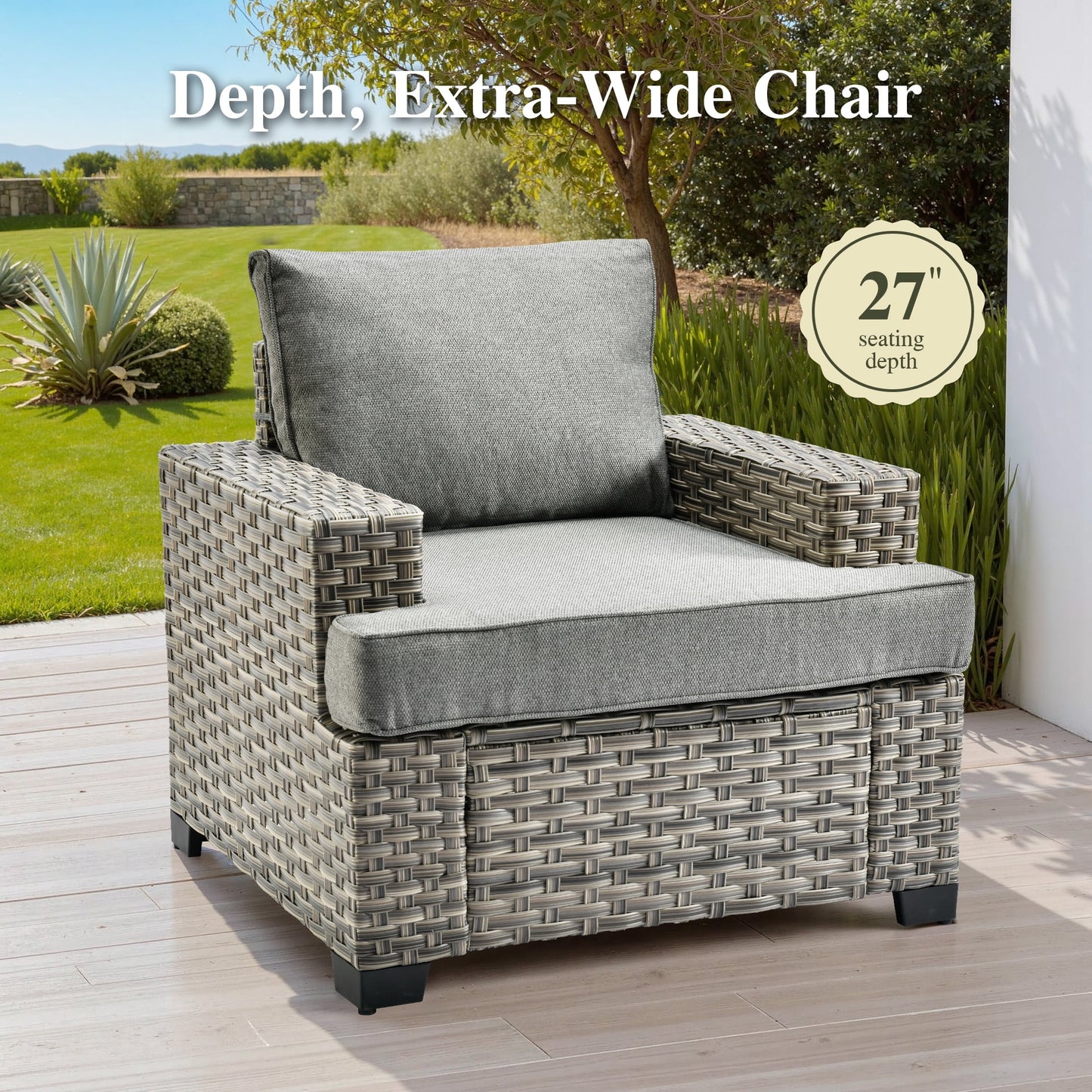 Ovios 7 Pieces Outdoor Patio Sectional Furniture All-Weather Rattan Wicker Conversation Patio Sofa Outdoor Chairs for Backyard Balcony