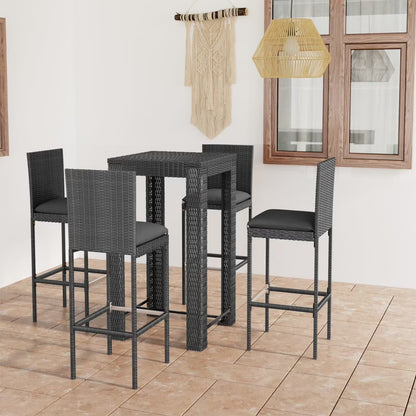 vidaXL Patio Bar Set Outdoor Bistro Set Bar Stool Bistro Table Poly Rattan