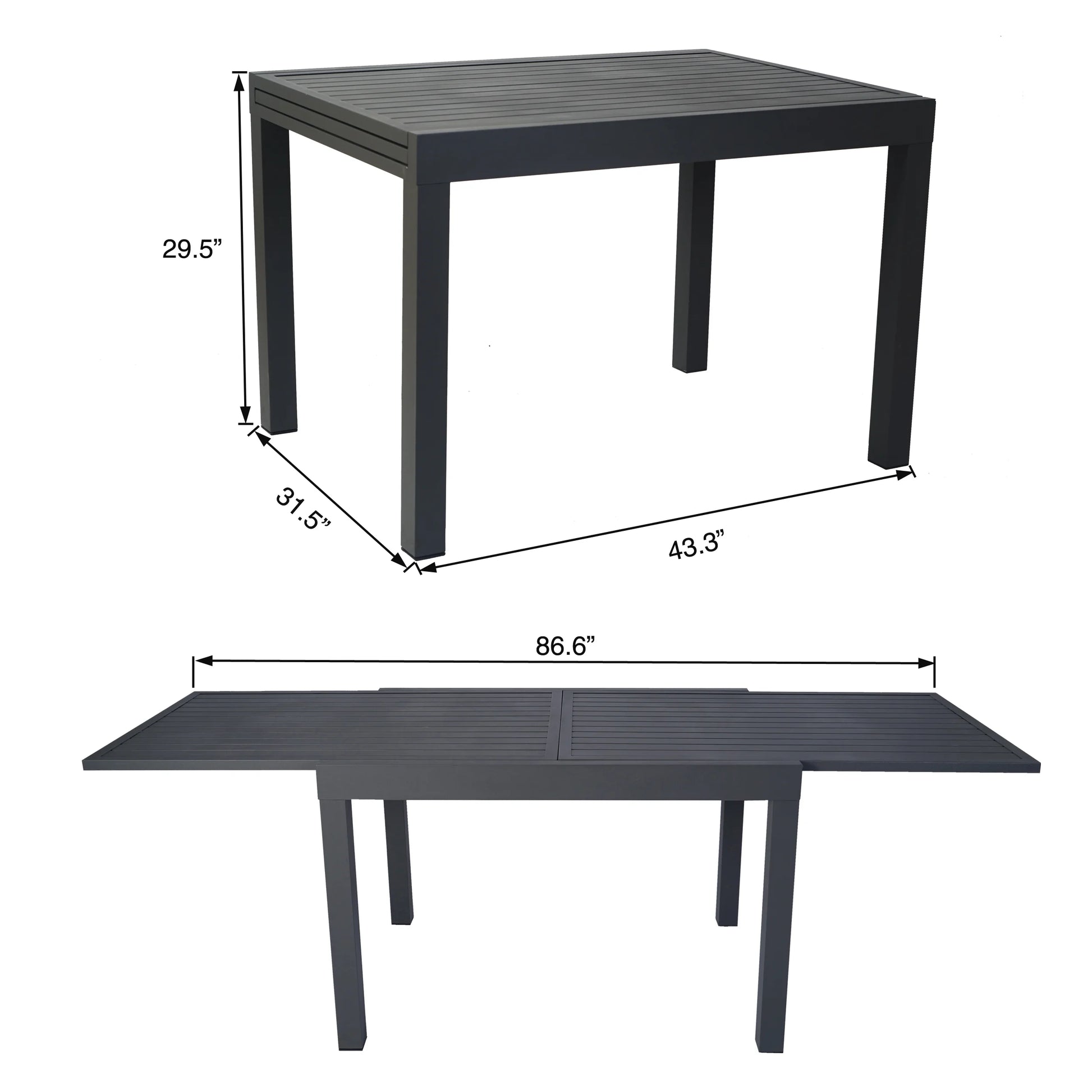 Kozyard Villa Outdoor Patio Metal Slate and Aluminum Rectangle Dining Table ( Gray )
