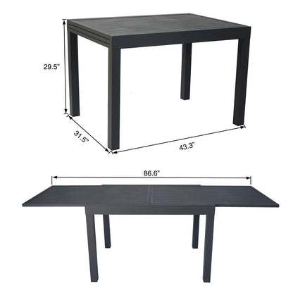 Kozyard Villa Outdoor Patio Metal Slate and Aluminum Rectangle Dining Table ( Gray )