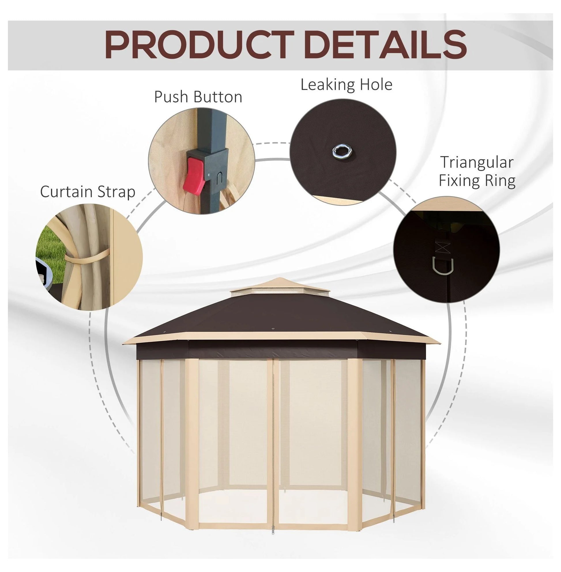 SAZYY 13x13 Pop Up Gazebo Hexagonal Canopy with Mesh Netting for Outdoor Events, Patio Garden Wedding Party Shelter