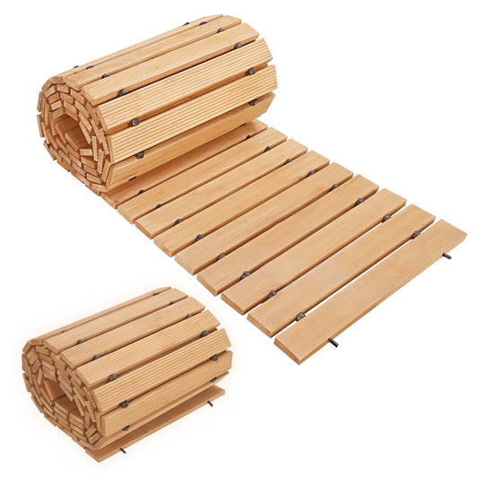 KMYY 12 ft x 45cm Garden Pathway,Wooden Garden Pathway,Outdoor Roll Out Walkway Pathway,Wooden Garden Bridge Walking Passage for Patio,Lawn,Backyard,Beach