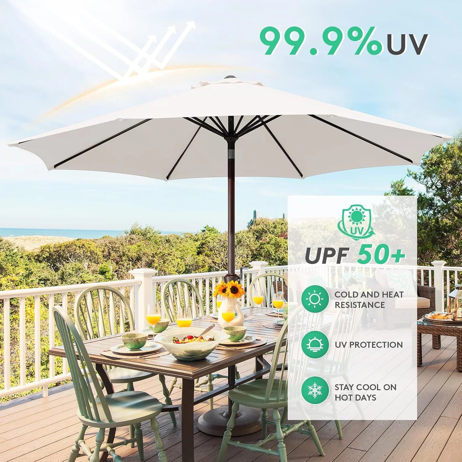 JEAREY Olefin Patio Umbrella Outdoor Umbrella with Auto Tilt