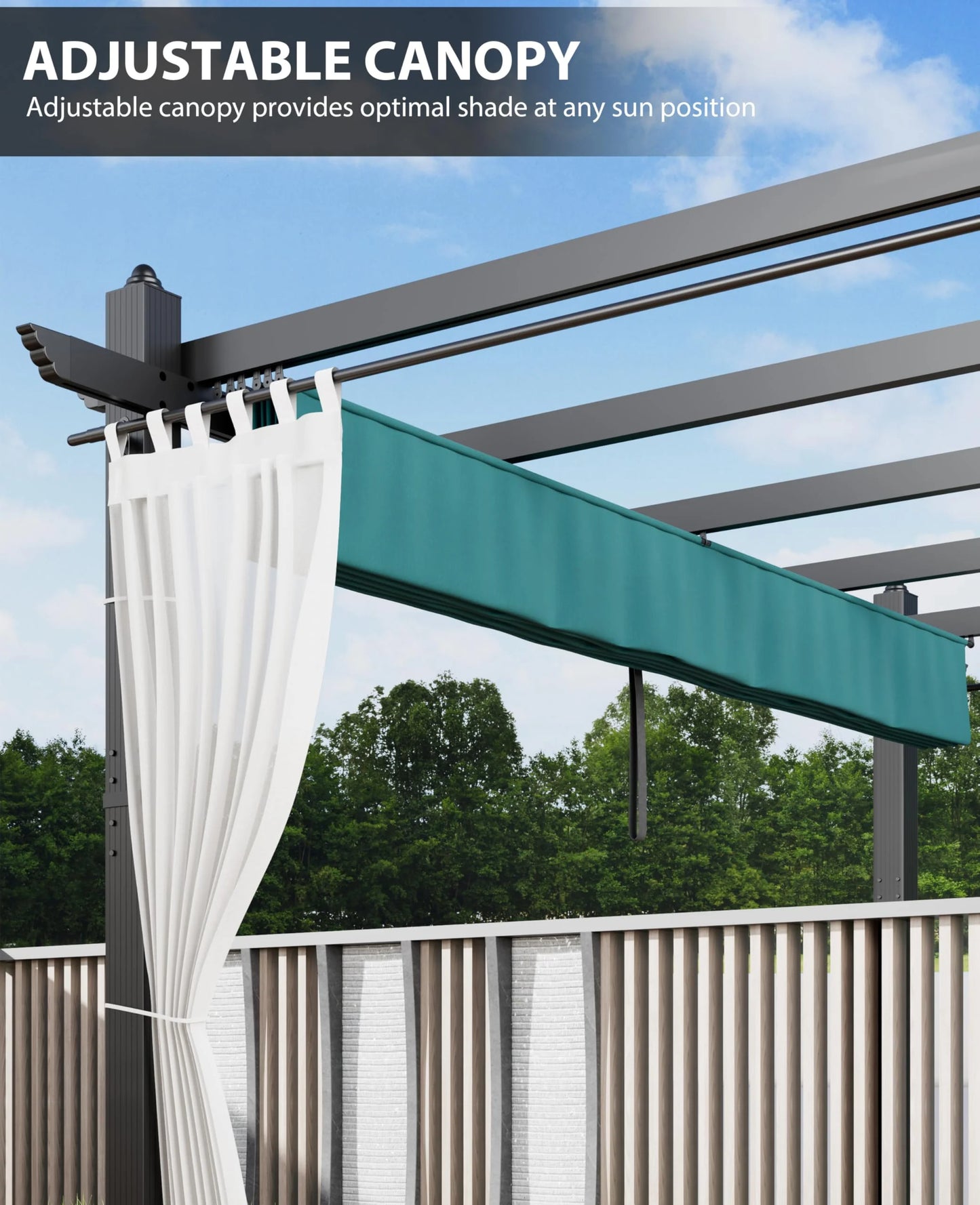 Outdoor Retractable Pergola with Sun Shade Canopy, 10' X 10'/10' X 13' Patio Metal Shelter for Garden Porch Beach Pavilion Grill Gazebo, Modern Yard Grape Trellis Pergola