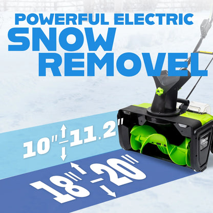 Cordless Snow Shovel, 20V Battery Powered Snow Blower, Lightweight Electric Snow Thrower with Adjustable Handle, Directional Plate, Perfect for Patios, Decks, Walkways, and Driveways (20 INCH)
