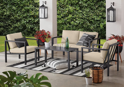Mainstays Dashwood 4-Piece Outdoor Patio Conversation Set, Seats 4, Blue